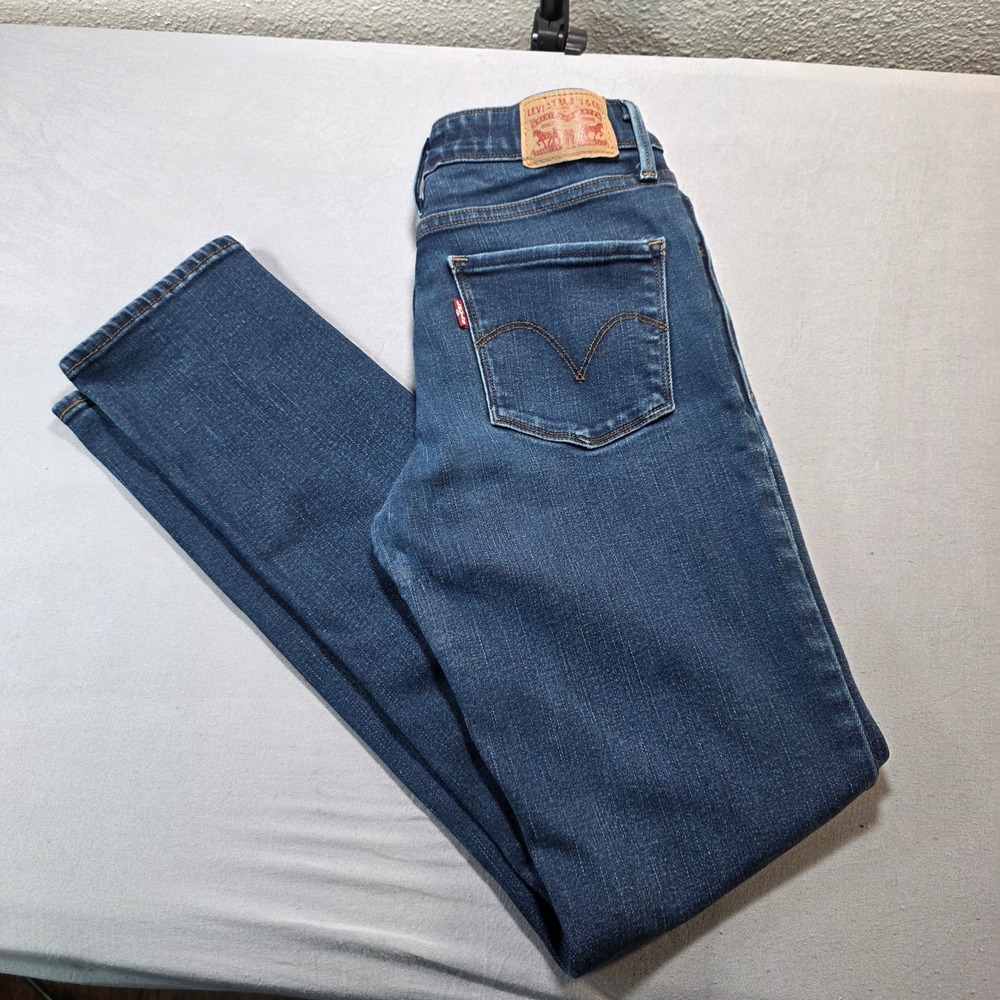 Levis Womens Mid Rise Skinny Jeans Dark Wash Blue Size 4 Stretch Denim